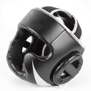 Protège-tête de boxe en cuir PU noir, équipement de protection avec fermeture auto-agrippante pour adultes, unisexe, utilisation universelle - Product Image 2