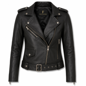 Veste en cuir de mouton marron Furat Leathers, style motard, matelassée, écologique, séchage rapide, broderie 3D, respirante, fermeture éclair, pour femme, hiver - Product Image 1