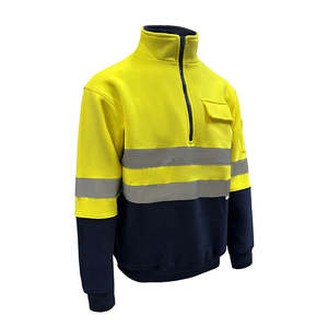 Conjunto de Pantalones Cargo y Sudadera con Cierre de Cremallera de Alta Visibilidad en Amarillo Neón y Azul Marino, Traje de Trabajo de Seguridad Industrial Reflectante - Product Image 2