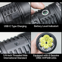 Lanterne rechargeable ZeroBeam Anduril 2 à 6 LED F50, 17000 lumens, IPX8, portée de 560 m, 2 options d'éclairage, verre minéral trempé, garantie de 2 ans