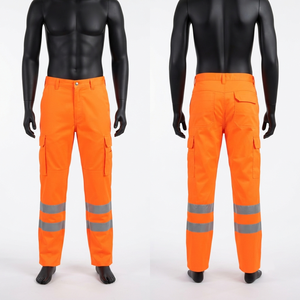 260 GSM Corduroy Cotton Polyester <b>Black</b> Hi Vis Reflective Mid Waterproof Breathable <b>Work</b> Uniform Utility <b>Pants</b> Custom Print Logo - Product Image 3