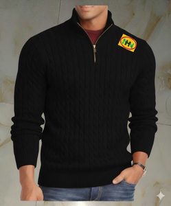 Pull d'hiver classique décontracté pour homme en laine, couleur unie, séchage rapide, respirant, coupe régulière, logo personnalisé, anti-rétrécissement, broderie - Product Image 1