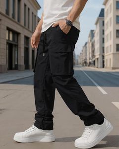 Pantalones Cargo de Lona Ligera de Cintura Alta para Hombre con Bolsillos Desgastados, Deportivos, Casuales y de Moda para Exteriores - Product Image 2