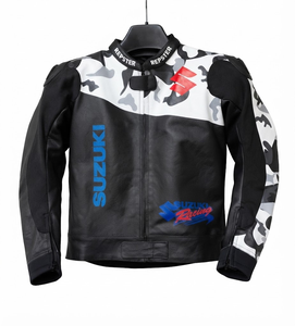 Men’s Zuzuki CE Level 2 Cowhide Leather Moto <b>Racing</b> <b>Jacket</b> Motorcycle Track Protective Riding <b>Jacket</b>/Chaqueta - Product Image 1