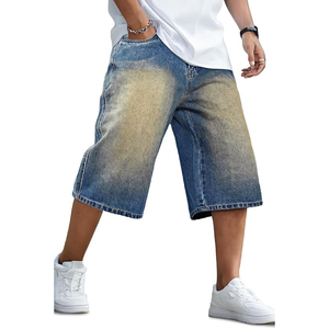 Shorts en jean délavé unisexe coupe ample style streetwear vintage en coton pour la vente en gros - Product Image 1