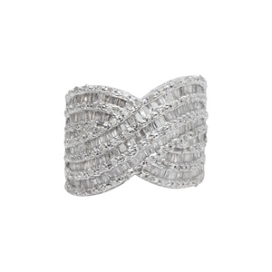 Anillo de compromiso y boda de lujo en plata con diamantes blancos redondos y baguette de 2.00 Ct para mujer (color G-H, claridad I) - Product Image 1