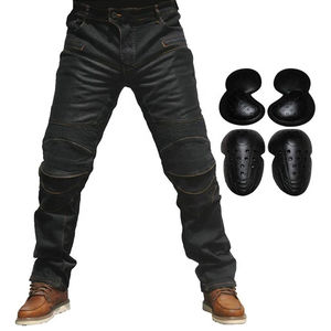 Pantalon en jean pour homme de haute qualité, respirant, délavé, tissé, style streetwear, pour la course moto, avec protection en Kevlar et bouton en cristal - Product Image 1