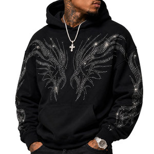 Sudadera con Capucha para Hombre, Diseño Casual con Pedrería, Logotipo Personalizado en la Parte Delantera, 100% Algodón, Felpa, Talla Grande, Precio Económico - Product Image 3