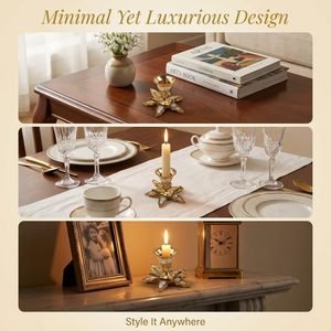 Single Aluminium & Mother of Pearl <b>Candle</b> Holder Petals Short Decorative Candlestick Stand for <b>Taper</b> <b>Candles</b> Home Bedroom - Product Image 3