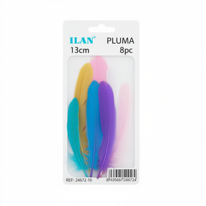 Plumas ILAN de 13 cm, 8 Piezas, Colores Variados, para Manualidades - Product Image 2