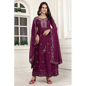 Designer <b>Indian</b> & <b>Pakistani</b> <b>Clothing</b> Elegant Party Wear Anarkali Gown with Dupatta and Pent for Special Occasions - Product Image 3