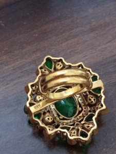 floral Shape Cocktail <b>Ring</b> With green oval doublet Stone Gold Plated Women's Wedding Jewelry Glam ethnic Style <b>adjustable</b> <b>ring</b> - Product Image 3
