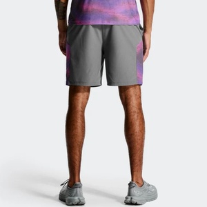 Men's Gray Solid Color Bermuda <b>Shorts</b> With Side Stripe <b>Quick</b> <b>Dry</b> Elastic Waist Casual Style Woven Material - Product Image 4