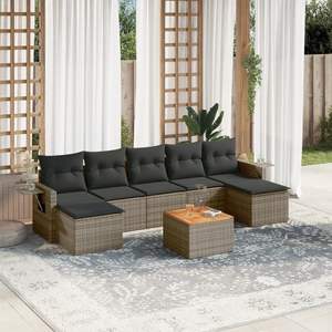 Set Divano da Giardino in Rattan Grigio 6 Posti, Arredamento da Esterno Contemporaneo Resistente alle Intemperie, Set Lounge da Patio - Product Image 3
