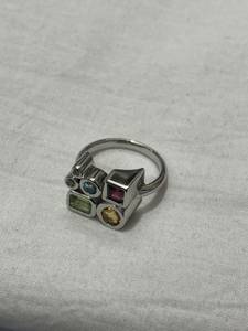 Designer Silver Tone Multi Gem <b>Ring</b> Geometric Colorful Stone <b>Statement</b> <b>Ring</b> Trendy Fashion Jewelry <b>for</b> <b>Women</b> - Product Image 5