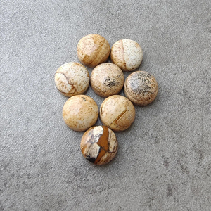 Pierre précieuse naturelle calibrée de forme ronde, cabochon de jaspe biscuit AAA+, dos plat, pour bijoux - Product Image 4