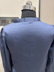 Blusa de Seda Satinada de Color Azul Premium, Cuello en V, Cuello Alto, Manga Larga, Camisa Elegante para Oficina, Ropa Formal para Mujer - Product Image 2