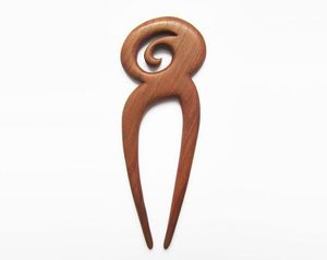 Handmade Waterproof Eco-Friendly Wooden Hair Fork Spiral Design Natural Wood Hair Accessory for Women Bun Stick-Party Wedding - Product Image 1