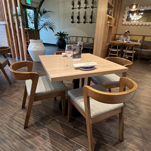 無垢材ダイニングチェアアンティークスタンダードダイニングチェア木製バーチェアモダンミニマリストレストランホテルネゴシエーションレザー - Product Image 6