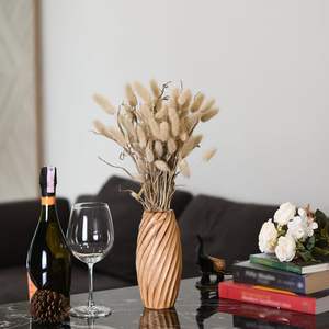 Jarrón Espiral Hecho a Mano de Madera de Mango Marrón Claro, Madera Natural de Mango Decorativa para el Hogar, Sala de Estar u Oficina - Product Image 4