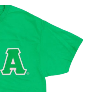 Camiseta Verde Kelly con Cuello Redondo AKA Greek Tee, con Letras AKA en Chenilla Blancas y Rosas, Ropa Casual de Hermandad para Mujer - Product Image 4