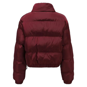Doudoune Courte Femme Col Montant Fermeture Éclair Manteau d'Hiver Épais Style Décontracté Couleur Unie Rembourrage en Polyester - Product Image 2