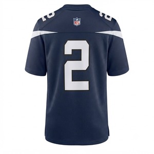 Manufacturer Dark <b>Blue</b> American Football Jersey Men's Athletic Sportswear <b>Mesh</b> Front 100% Polyester Quick Dry Short Sleeve - Product Image 2