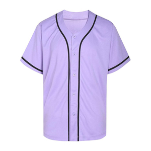 Maillot de baseball violet à manches courtes, boutonné sur le devant, anti-humidité, coupe classique, couleur unie, vêtement de sport pour adulte - Product Image 1