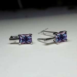<b>Alexandrite</b> Hoop <b>Earrings</b>, 925 Sterling Silver Color Changing Birthstone <b>Earrings</b> Emerald Cut <b>Alexandrite</b> <b>Earrings</b> Women <b>Earring</b> - Product Image 1