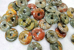 Pendentif Donut en Jaspe Rouge Cherry Creek Pierre Picasso Naturelle Lisse et Éblouissante, Vente en Gros, Idéal pour la Fabrication de Bijoux - Product Image 3