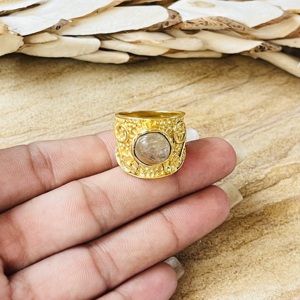 Latest Design Quartz <b>Rings</b> Boho Floral Brass <b>Rings</b> For Women 18k <b>Gold</b> Plated Hammered <b>Cocktail</b> Band <b>Ring</b> For Wholesale/OEM/ODM - Product Image 2