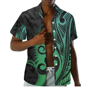 Chemises hawaïennes pour hommes à imprimés de style polynésien, manches courtes, tribal, samoan, chemise personnalisée, chemises décontractées pour hommes - Product Image 1
