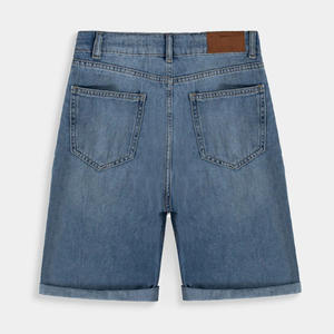 Pantalones cortos de mezclilla lavados para hombre, estilo vintage retro, corte ajustado, cierre con botones, pantalones cortos de verano - Product Image 3