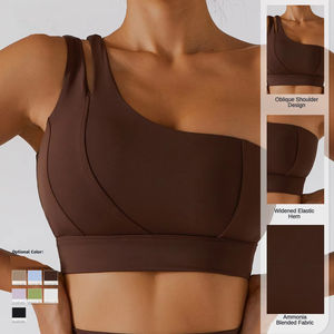 Ensemble de tennis asymétrique pour femme avec jupe taille haute et soutien-gorge de sport, tenue de sport 2 pièces pour gym et yoga, Nouveauté 2026 - Product Image 2