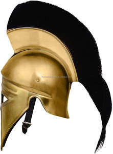 หมวกอัศวินสวมขนนกสีดำนักรบยุคกลาง18เกจเหล็กกรีกคอรินเธียนสำหรับงานปาร์ตี้ฮาโลวีนสำหรับผู้ใหญ่ - Product Image 2