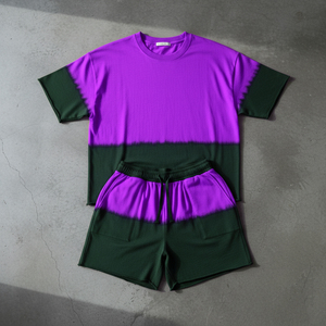 Ensemble de survêtements personnalisés avec logo pour hommes, survêtements bicolores, t-shirt et short, ensemble de survêtements 2 pièces - Product Image 4