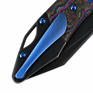 Navajas Plegables Azul-Negras con Mango con Patrón de Remolino Multicolor, Clip de Bolsillo Azul y Hoja Oscura para Corte Diario Práctico - Product Image 5