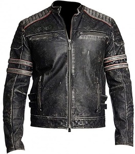 Moto Racer Retro Distressed Genuine Leather <b>Jacket</b> Men Motorcycle <b>Biker</b> <b>Jacket</b> - Product Image 2