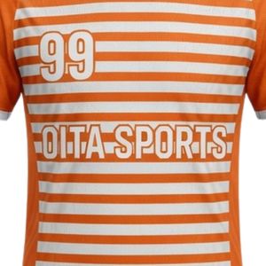 เสื้อแฮนด์บอลผู้ชายสีส้มขาวลายทางแบบซับลิเมชั่น แขนสั้น โพลีเอสเตอร์ เสื้อกีฬา ชุดทีมกีฬา ประสิทธิภาพสูง - Product Image 5