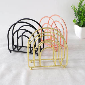 Porte-serviettes vertical en fer forgé à trois compartiments pour hôtel, café, table, rangement de serviettes en papier - Product Image 6