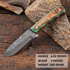 Cuchillo Nórdico Forjado a Mano de Acero de Damasco con Hoja Fija, Punta Caída, para Desollar, con Funda, Personalizado OEM, Espiga Completa, para Caza y Camping - Product Image 2