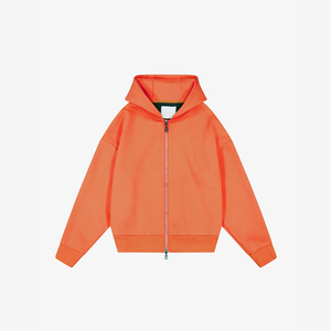 Heavy Weight 450gsm 100% Organic Cotton Boxy Fit Cropped Zip Up Hoodie Cozy Sweatfleece Perfect Zip Hoodie Thick Cotton Hoodie - Product Image 6