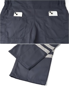 Combinaison de travail industrielle haute visibilité en sergé de coton réfléchissant pour hommes, renforcée, multi-poches, avec logo personnalisé, vente en gros - Product Image 6