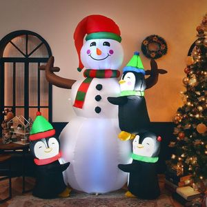 Pupazzo di Neve Gonfiabile Natalizio da 1,8 Metri con Pinguini, Decorazione da Giardino per Esterni - Product Image 2
