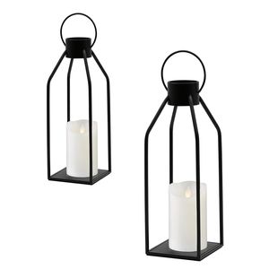<b>Black</b> Geometric Metal Candle Holder Set Minimalist Iron Wire <b>Lantern</b> with Handle Cup Decorative Tabletop Centerpiece Home Decor - Product Image 3