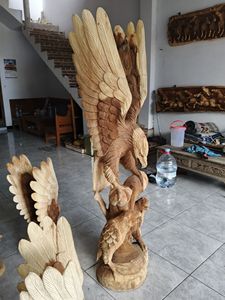 Handmade Wooden Eagle Sculpture Carved <b>Figure</b> Traditional Animal Decor for Living Room Floor Mount - Product Image 3
