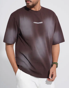 OEM Manufactured Wholesale Men's 100% Cotton T-Shirt Custom Logo Oversized Drop Shoulder Boxy Fit <b>Spray</b> Printed Thick 240 GSM - Product Image 1
