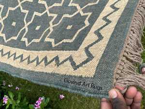 Krafterscustom Abstract Handcrafted Geometric Kilim Eco Friendly Hand Tufted Area <b>Rug</b> Rectangle Wool Living Room Latex Backing - Product Image 3