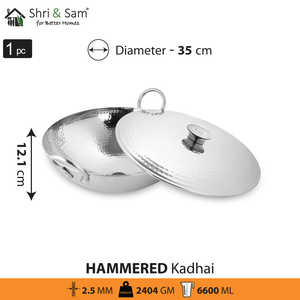 Kadhai à martelage profond avec couvercle en acier inoxydable triplement gravé Pro Cookware - Product Image 4