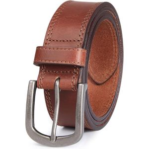 Cinturón de Cuero Genuino para Hombre, Correa Clásica de Piel de Vaca Marrón con Hebilla de Metal Resistente, para Uso Formal e Informal - Product Image 5